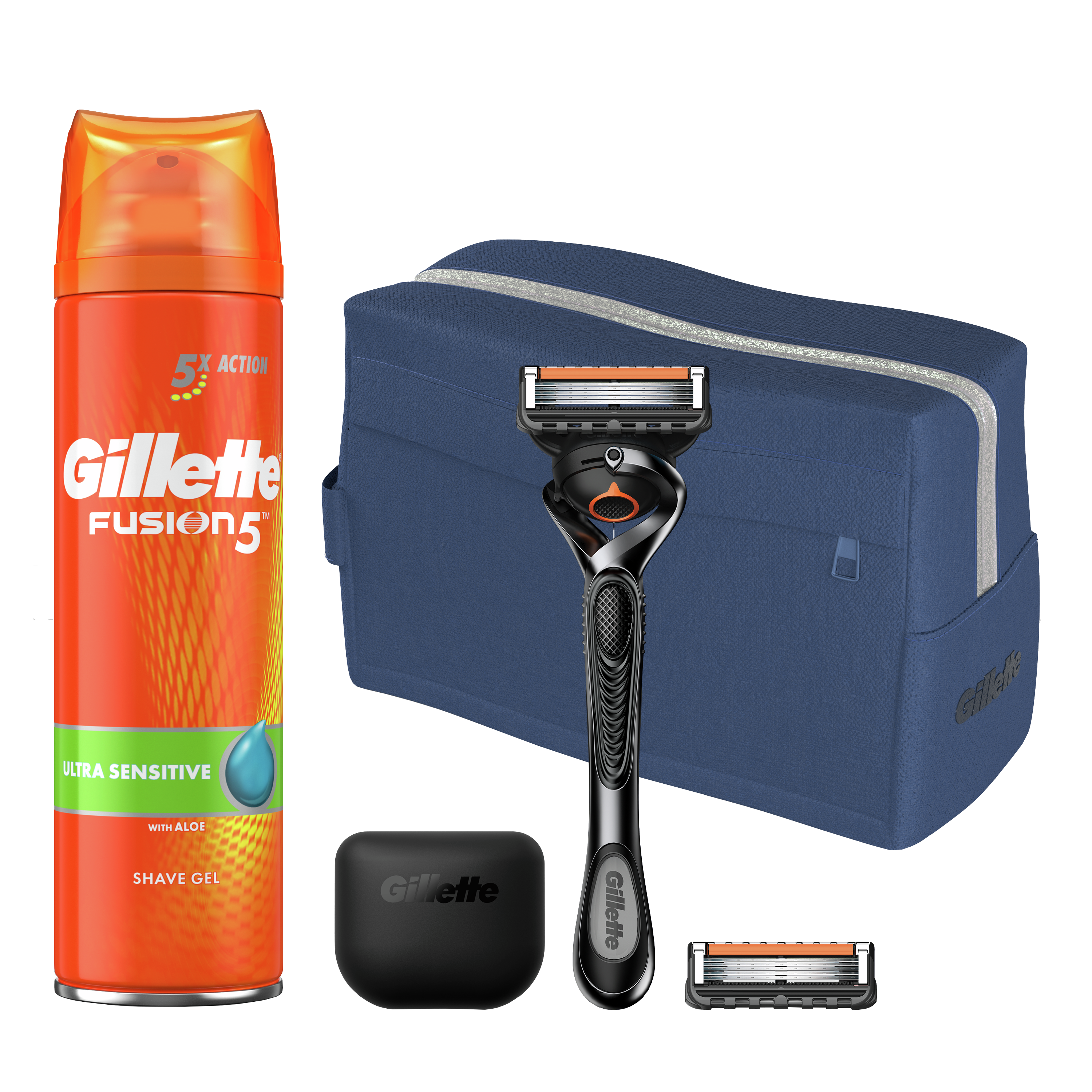 Подарунковий набір Gillette: Бритва ProGlide + Змінні картриджі для гоління 2 шт. + Гель для гоління Fusion5 200 мл - фото 1