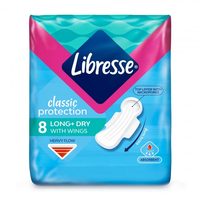 Гігієнічні прокладки Libresse Classic protection long dry, 8 шт. - фото 1