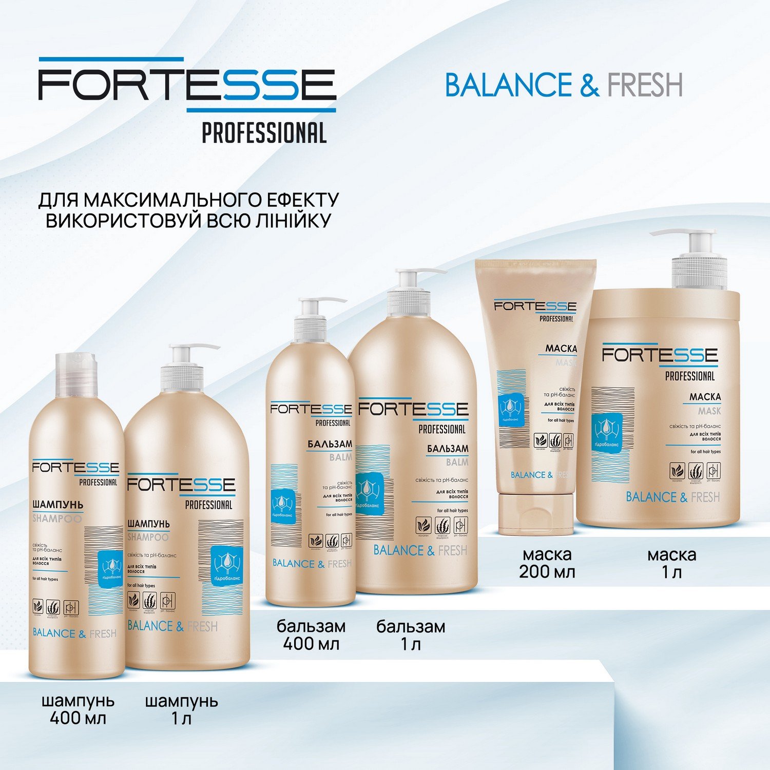 Бальзам Fortesse Professional Balance&Fresh, для всіх типів волосся, з дозатором, 1000 мл - фото 6