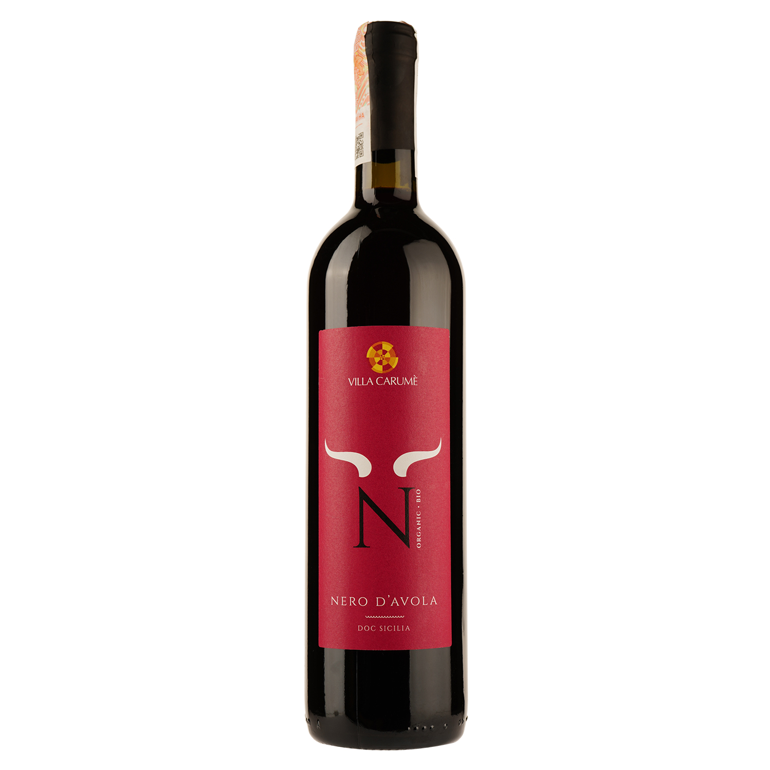 Вино Villa Carume Nero d'Avola Organic DOC Sicilia, красное, сухое, 12,5%, 0,75 л - фото 1