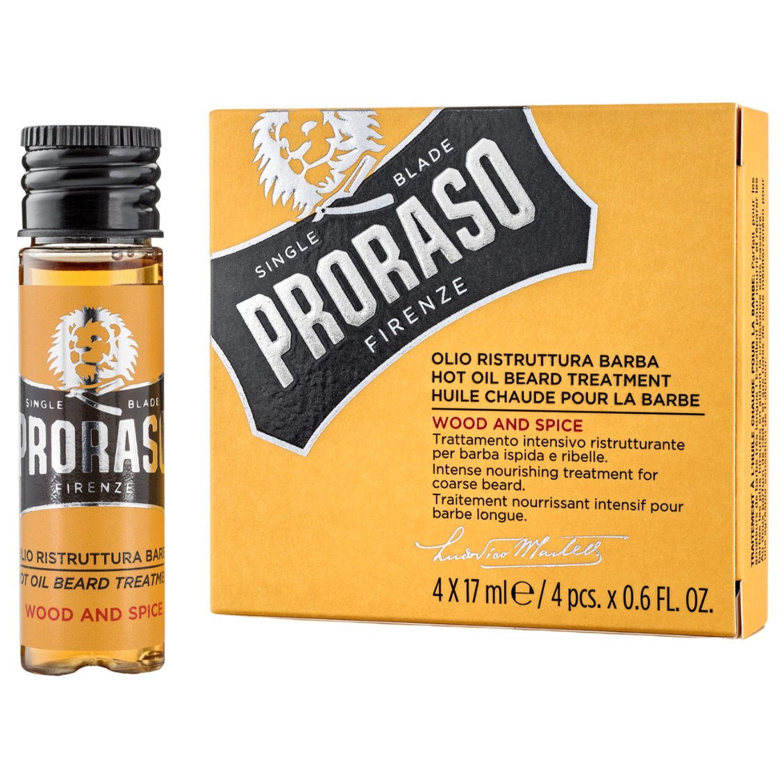 Горячее масло для бороды Proraso hot oil beard Wood&Spice, 4 шт.x17 мл - фото 1