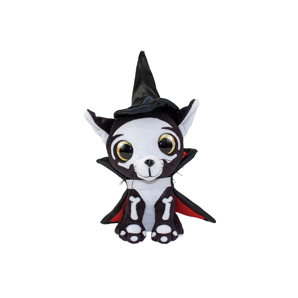 М'яка іграшка Lumo Stars Кіт Halloween Spooky, 15 см, сірий із чорним (54984) - фото 1
