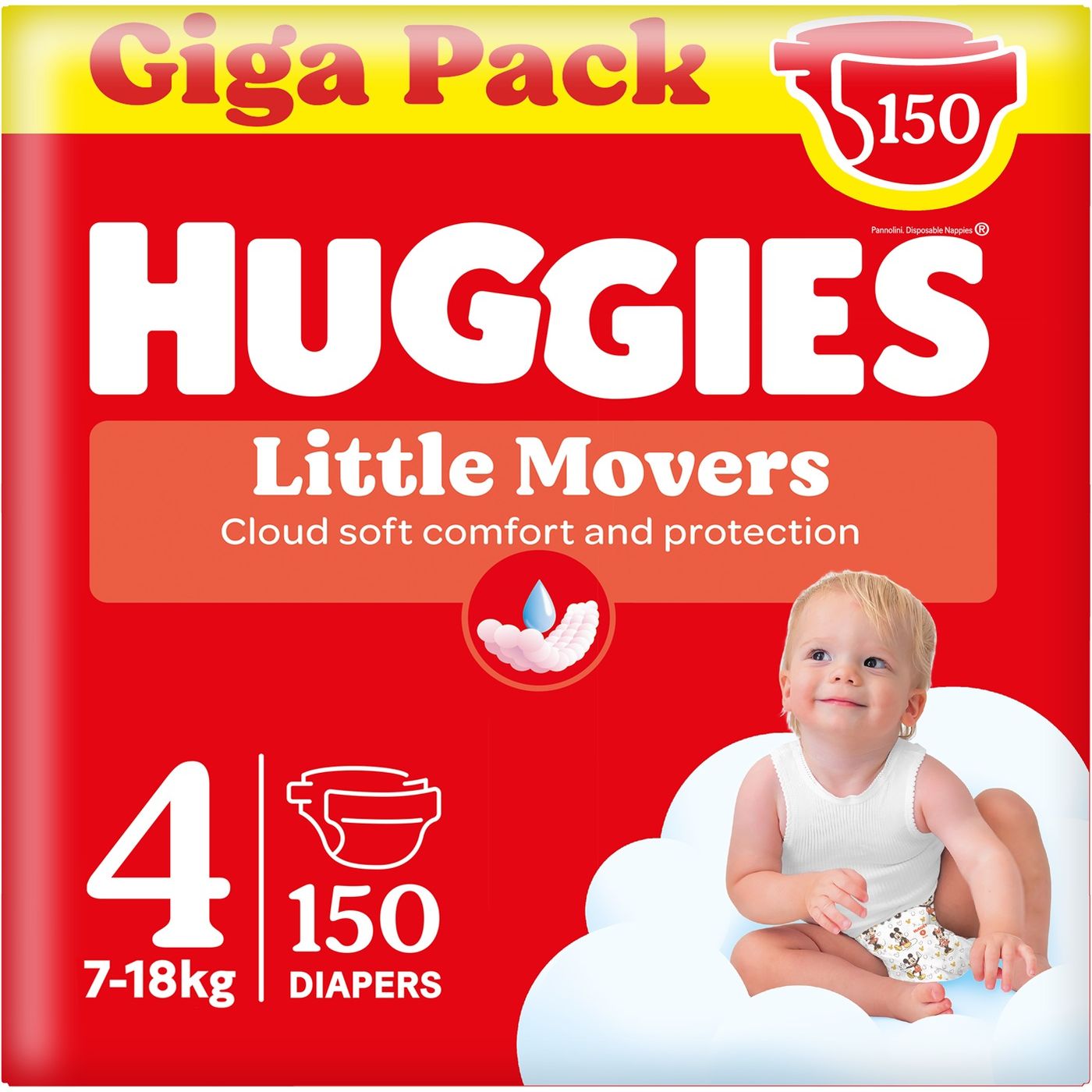 Подгузники Huggies Little Movers Giga 4 (7-18 кг) 150 шт. - фото 1