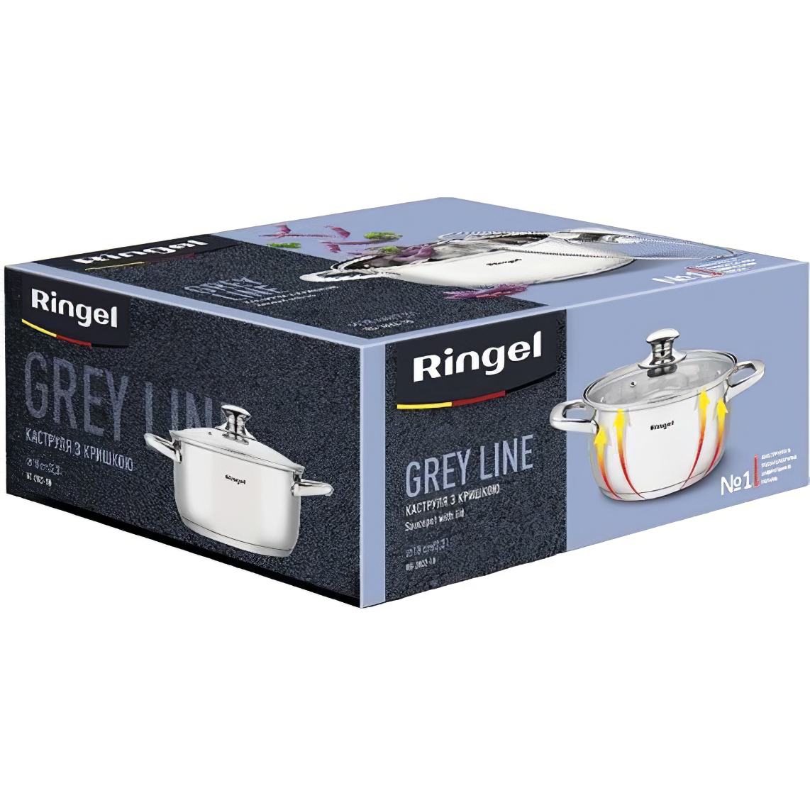 Каструля Ringel Grey line з кришкою 18 см 2.3 л (RG-2022-18) - фото 6