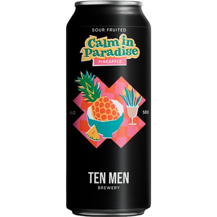 Пиво Ten Men Brewery Calm In Paradise Pineapple, светлое, 5%, ж/б, 0.5 л - фото 1