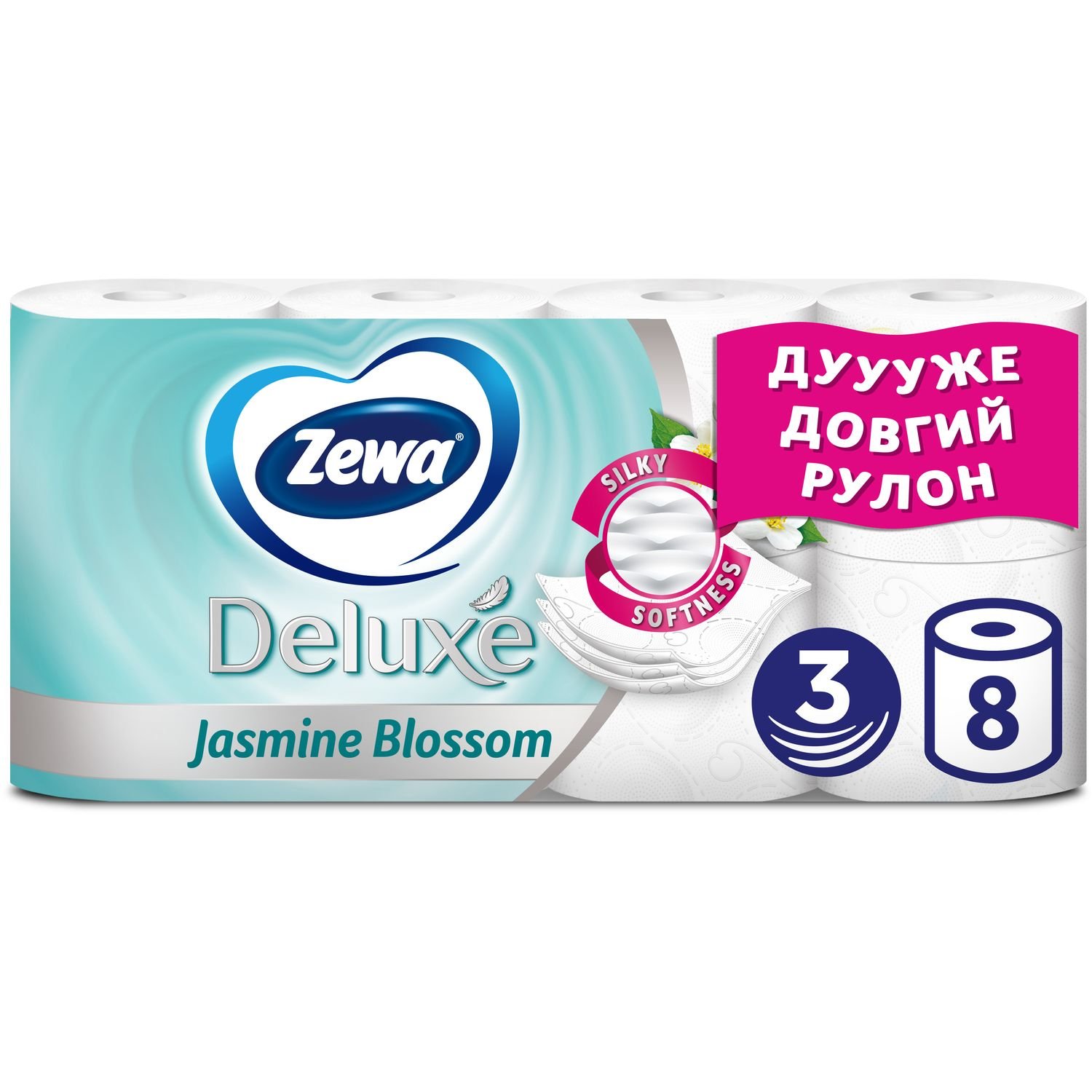 Туалетная бумага Zewa Deluxe Жасмин, трехслойная, 8 рулонов - фото 1