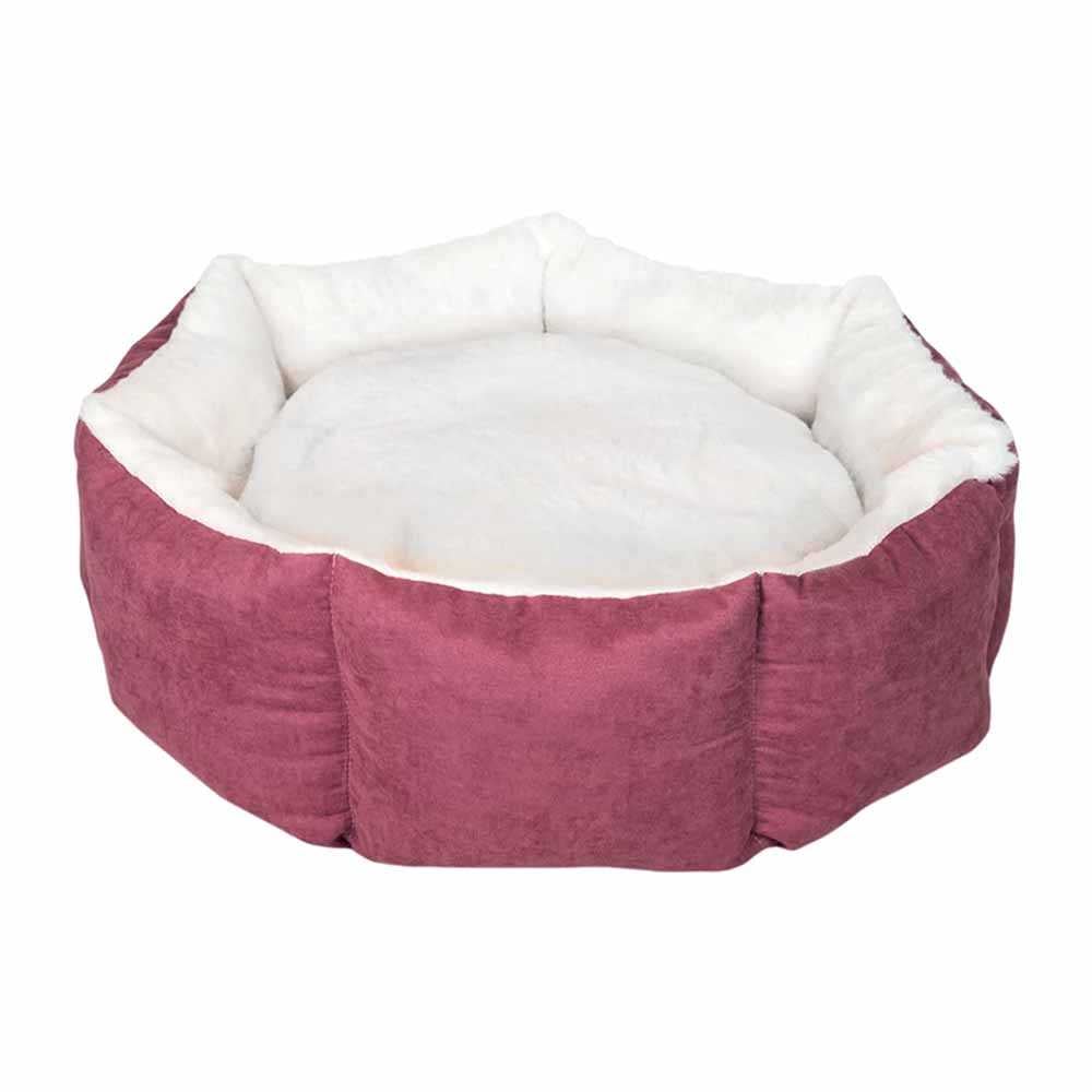 Лежак для тварин Milord Cupcake, круглий, марсаловий з бежевим, розмір S (VR03//3350) - фото 1
