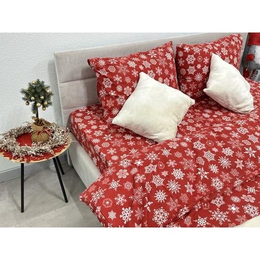 Комплект постельного белья Ecotton полуторный 15505 Снежинка на красном (24261) - фото 8