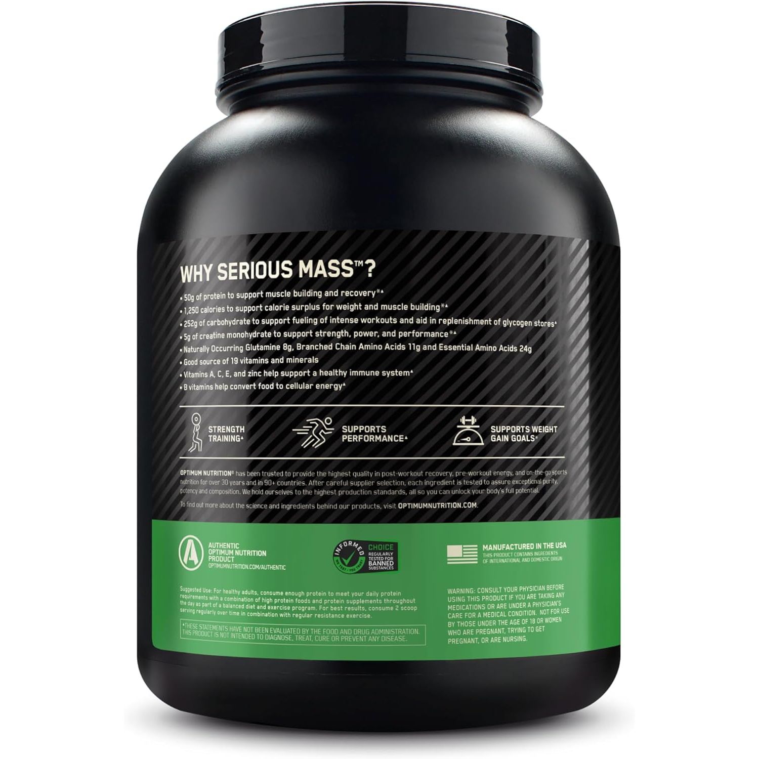 Гейнер Optimum Nutrition Serious Mass Strawberry 2.722 кг - фото 2