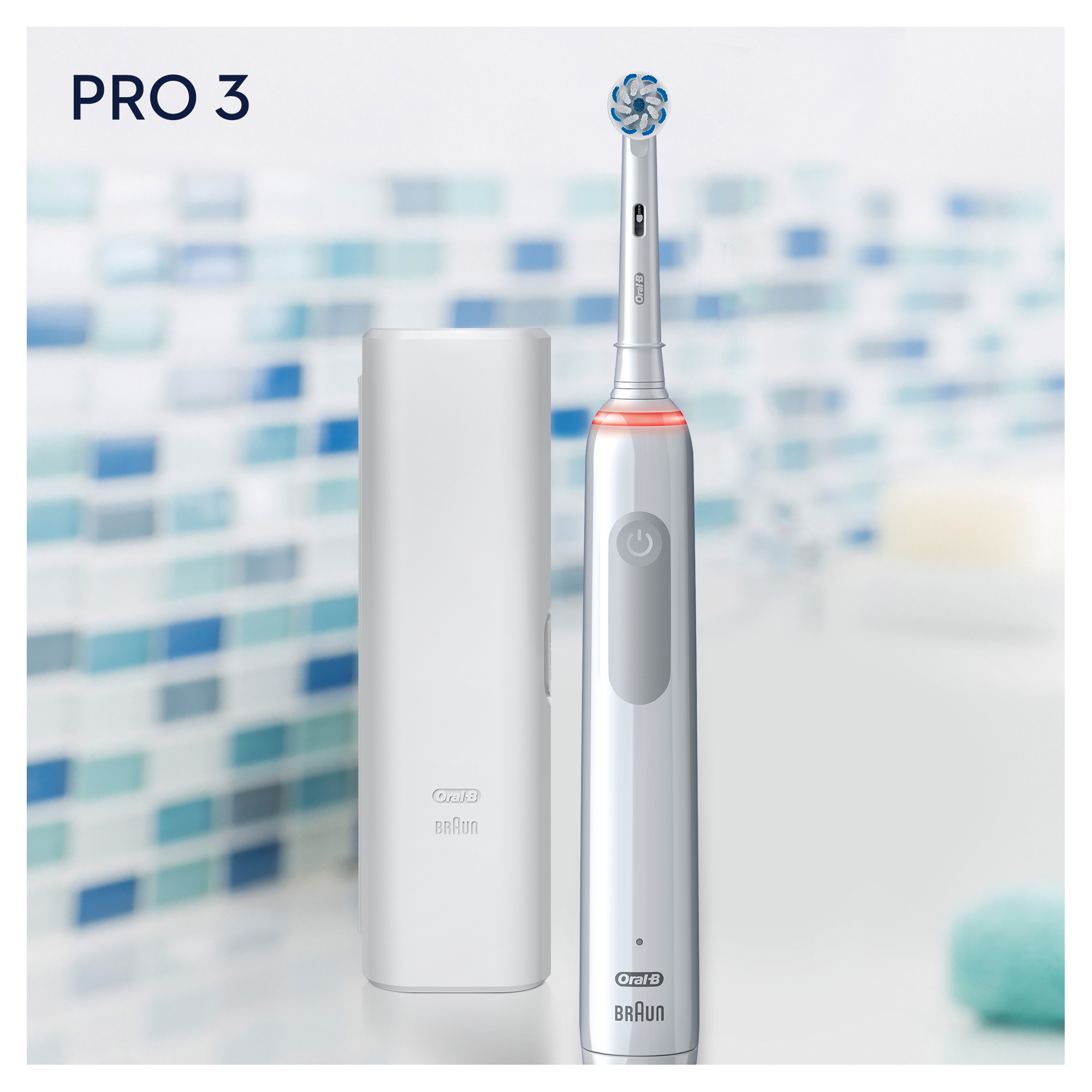 Электрическая зубная щетка Oral-B Pro 3 3500 Sensitive Clean + футляр белая - фото 9