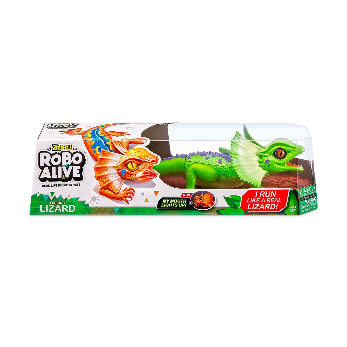 Интерактивная игрушка Robo Alive плащеносная ящерица, со световым эффектом, зеленый (7149-1) - фото 8