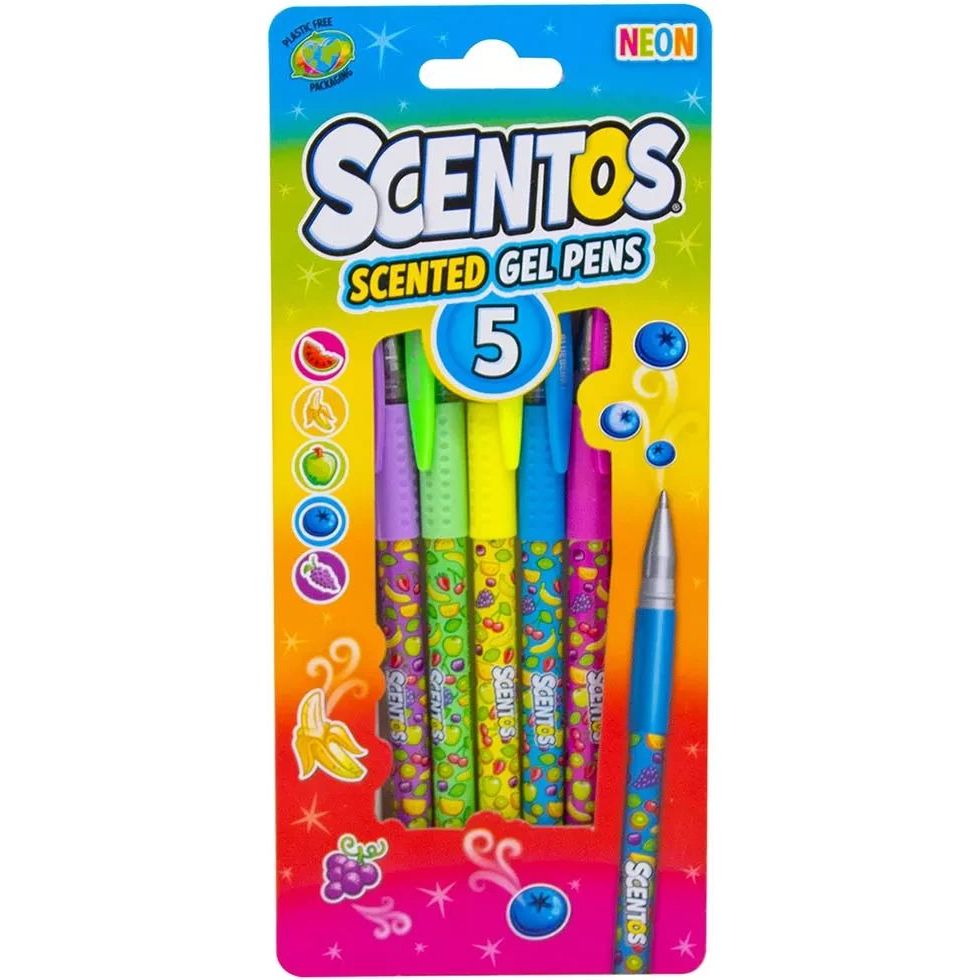 Набір ароматних гелевих ручок Scentos Неоновий коктейль 5 кольорів 5 шт.  (2032383297.0) - фото 1