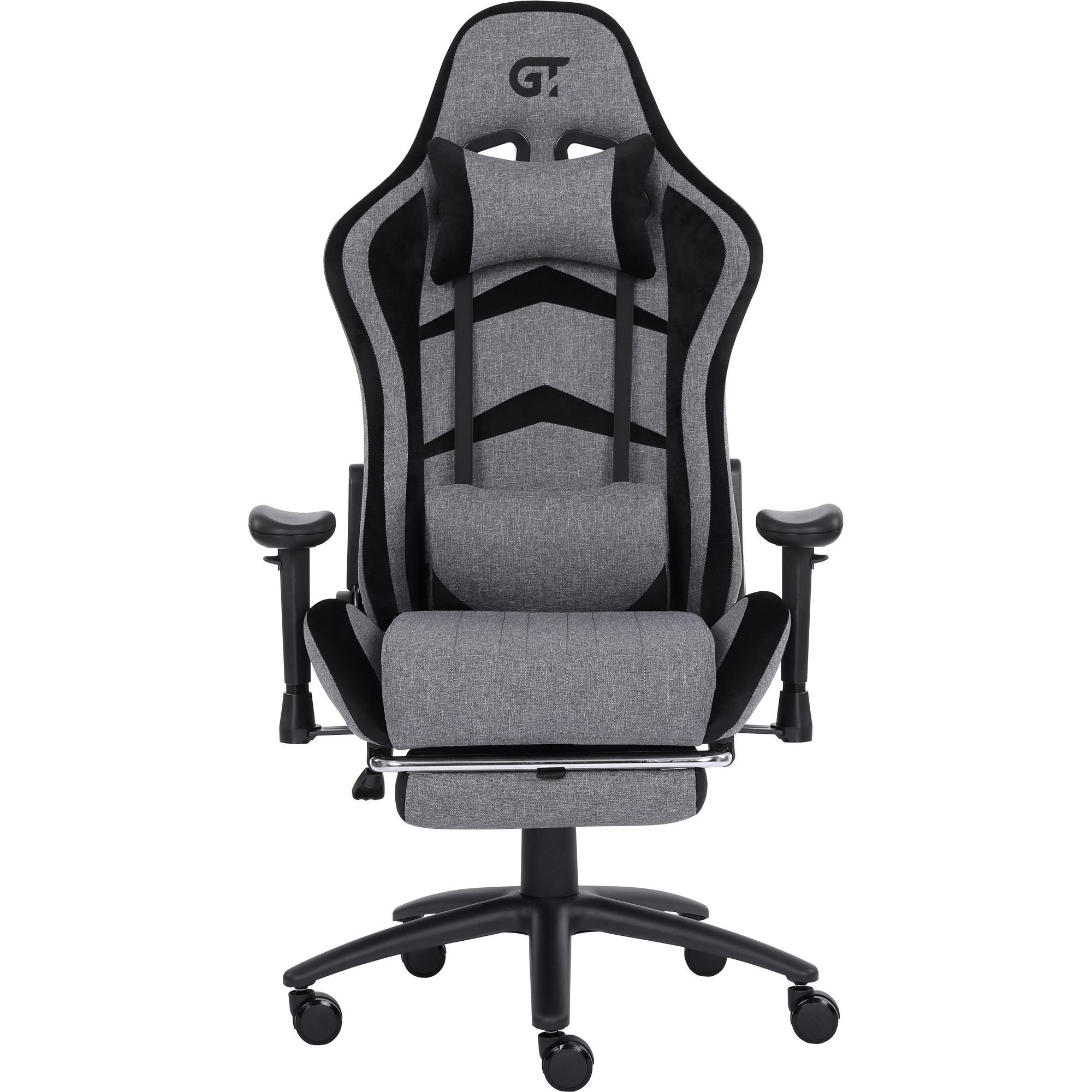 Геймерское кресло GT Racer серое с черным (X-2534-F Fabric Gray/Black Suede) - фото 1