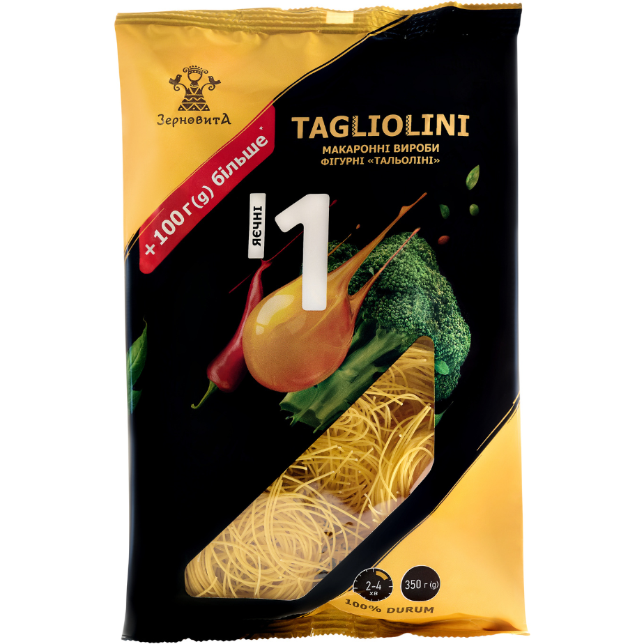 Макаронні вироби Tagliolini Зерновита яєчні фігурні 350 г - фото 1