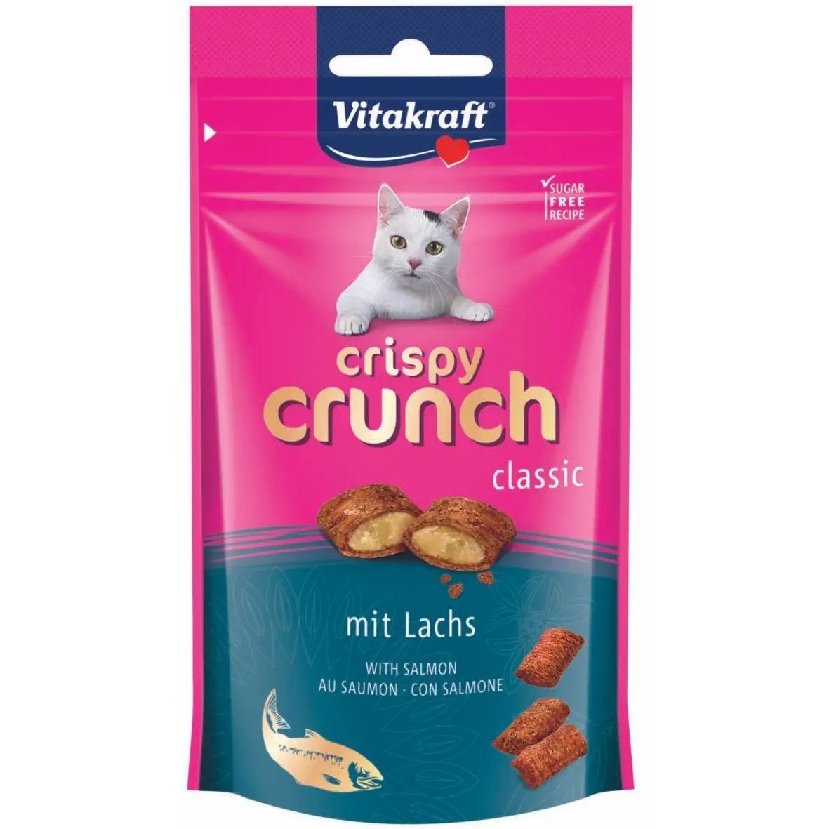 Лакомство для кошек Vitakraft Crispy Crunch подушечки с лососем, 60 г - фото 1