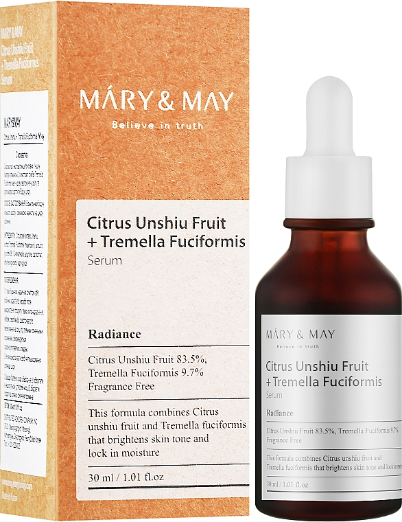 Сыворотка с экстрактом зеленого мандарина и грибами тремелла Mary &amp; May Citrus Unshiu + Tremella Fuciformis Serum 30 мл - фото 2