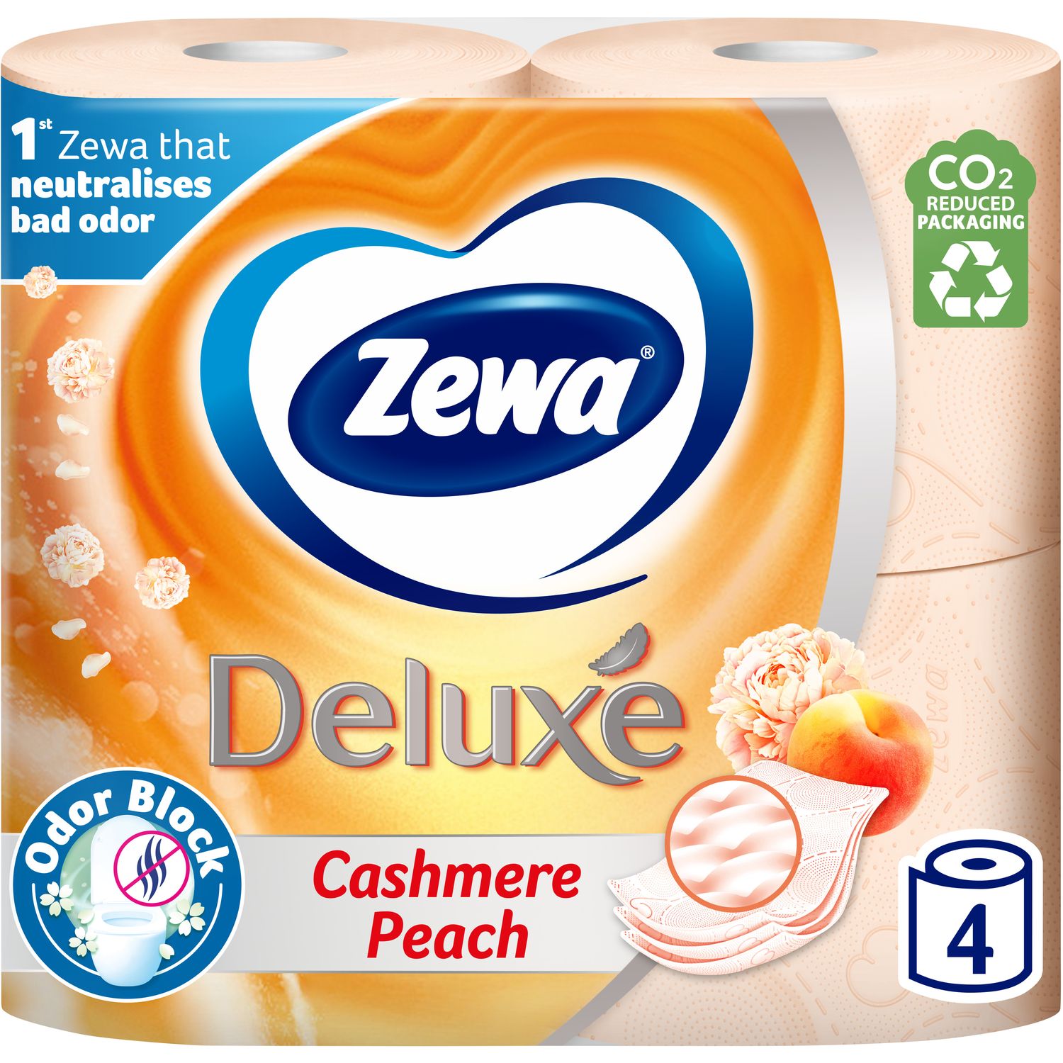 Туалетний папір Zewa Deluxe Персик, тришаровий, 4 рулони - фото 2