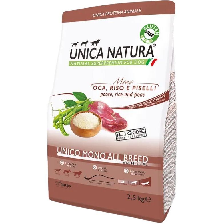 Сухой корм для собак Unica Natura Unico All Breed Mono с гусем 2.5 кг - фото 1