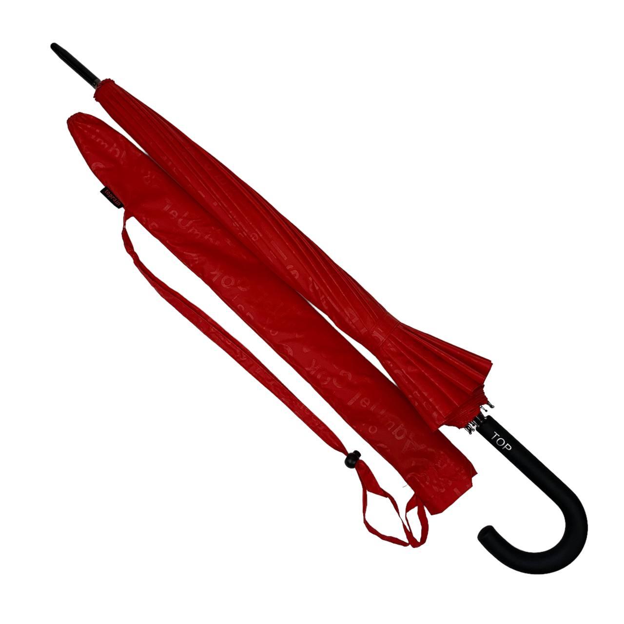 Женский зонт-трость полуавтомат Toprain 100 см красный - фото 5