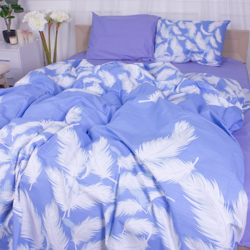 Комплект постельного белья MirSon 17-0590 Feathers Ranforce Elite, семейный, голубой - фото 4