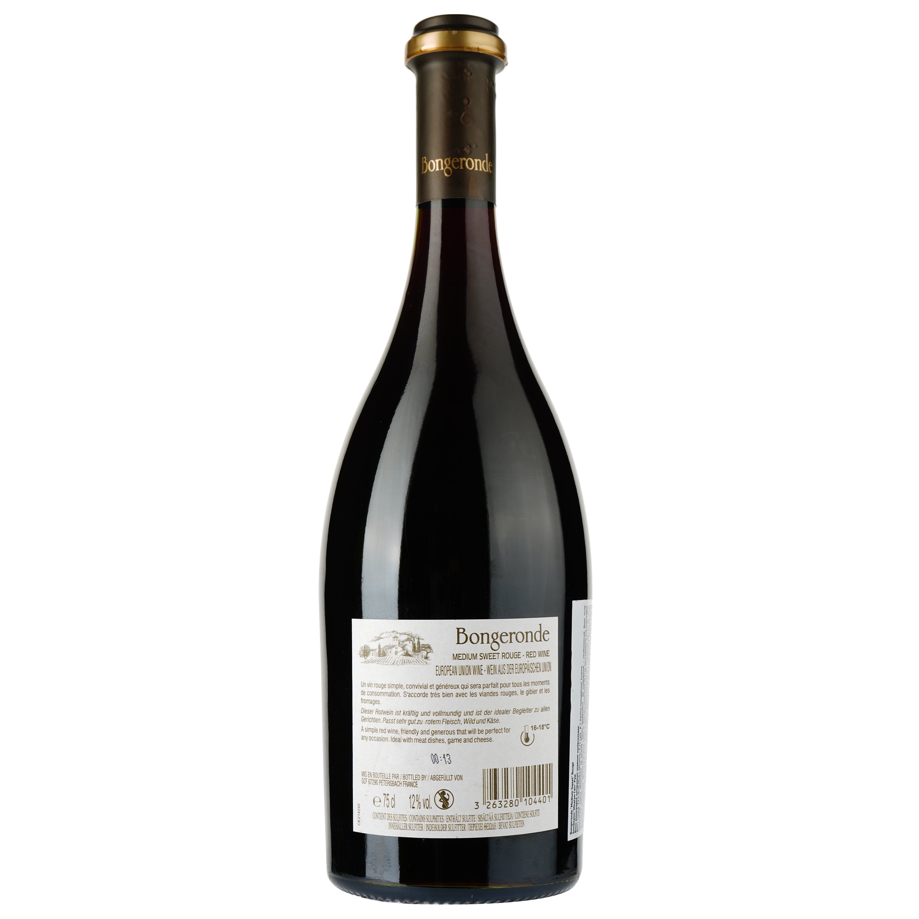 Вино Bongeronde Medium Sweet Rouge, червоне, напівсолодке, 11,5%, 0,75 л - фото 2