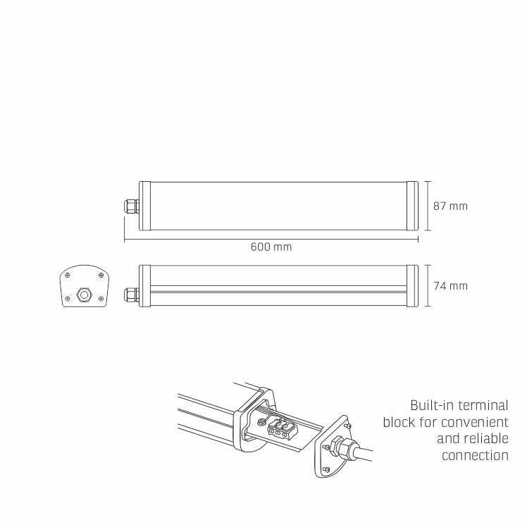 Cветильник линейный Videx LED 24W 0.6М IP65 4000K (VLE-BNW-24064) - фото 3