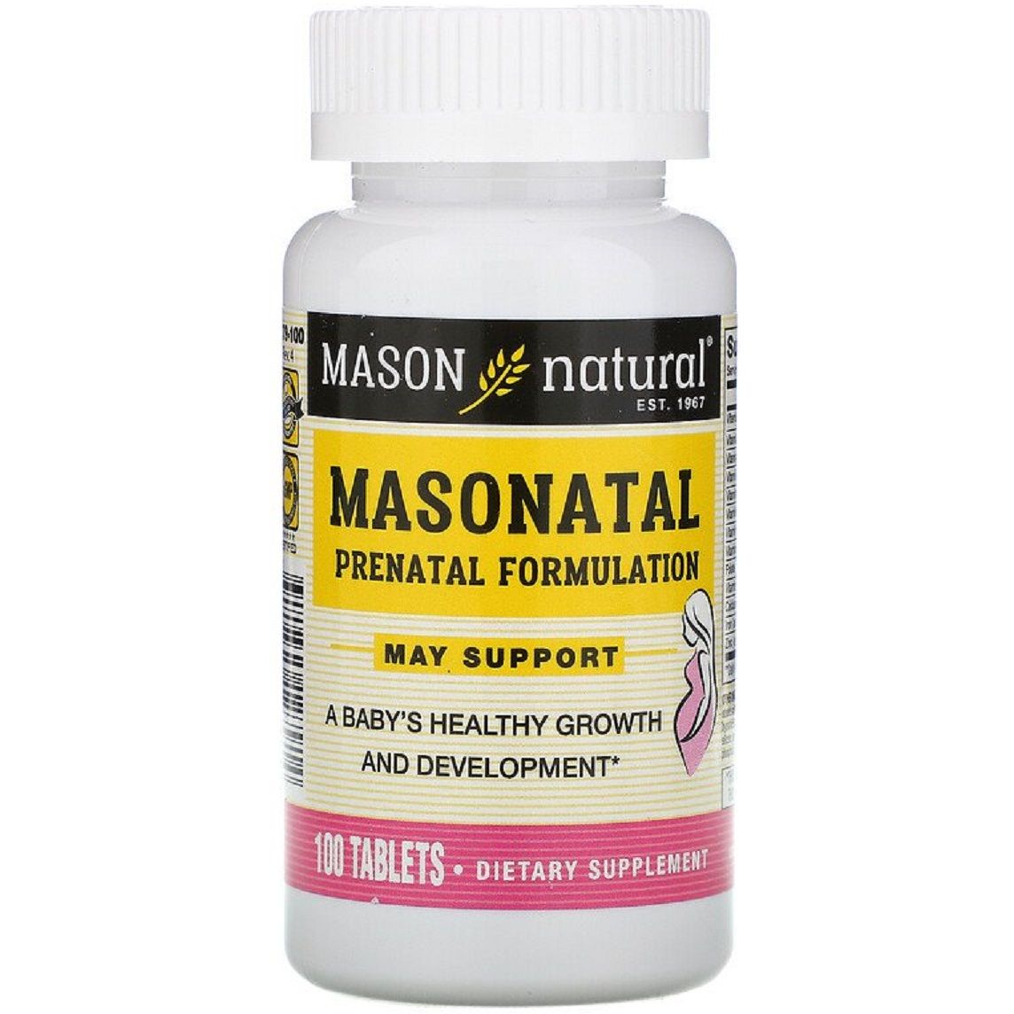 Мультивитамины для беременных Mason Natural Masonatal Prenatal Formulation 100 таблеток - фото 1