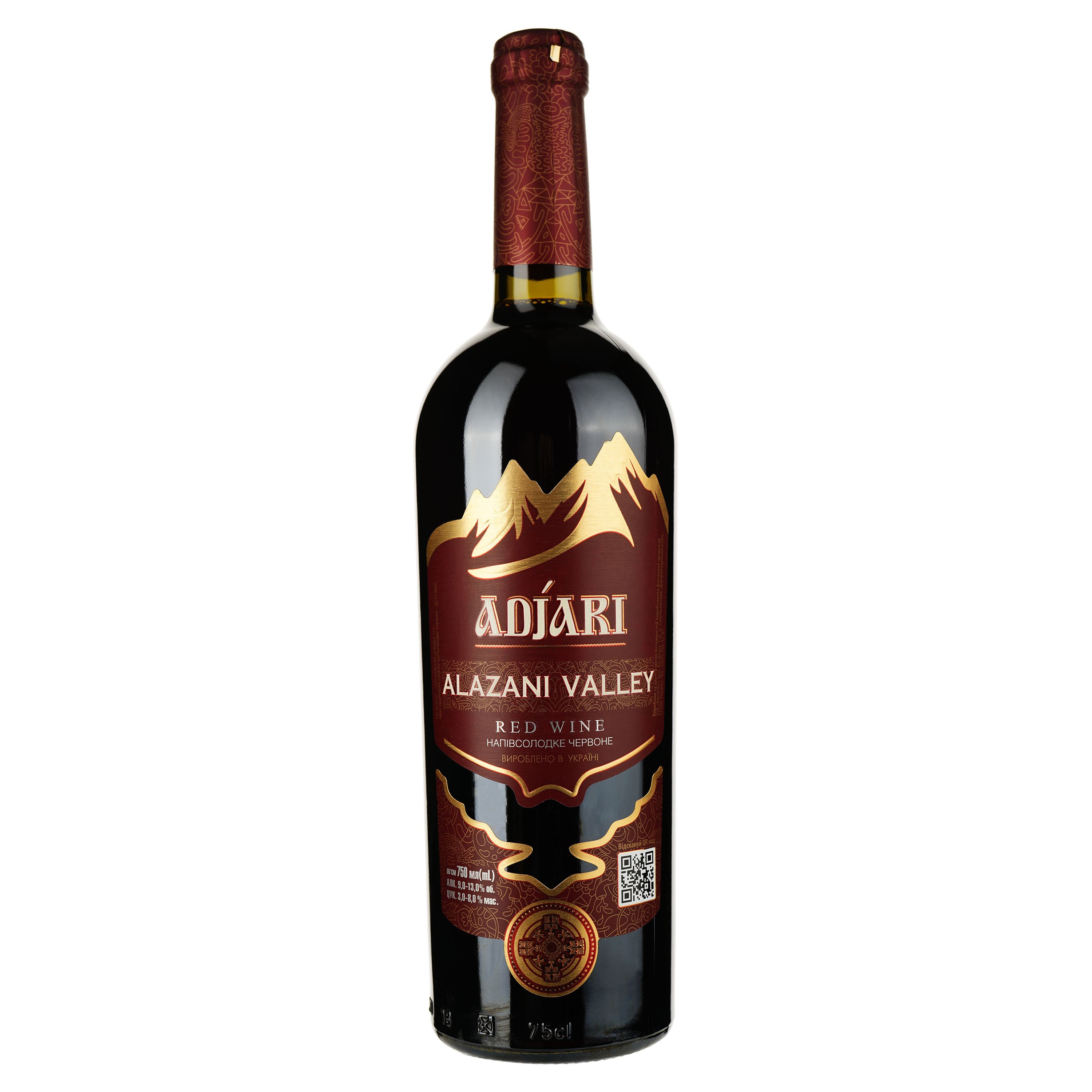 Вино Adjari Алазанська Долина, червоне, напівсолодке, 0,75 л - фото 1