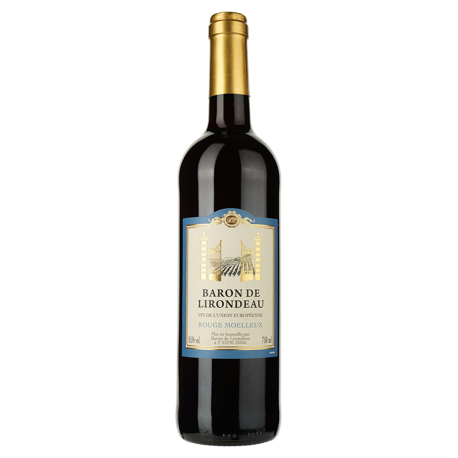 Вино Baron de Lirondeau, червоне, напівсолодке, 10,5%, 0,75 л - фото 1