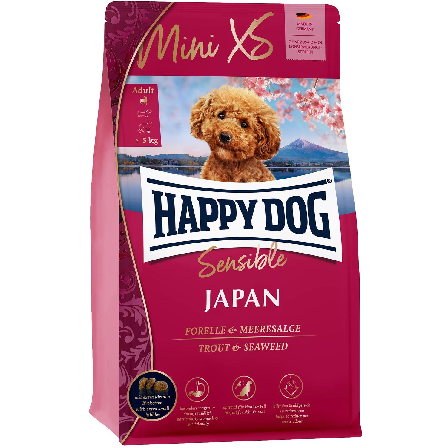Сухой корм для собак Happy Dog Sensible Mini XS Japan, скурицей з куркою, форелью и водорослями, 300 г - фото 1