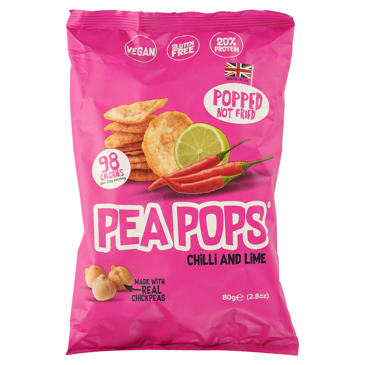 Чипсы Pea Pops из нута со вкусом чили и лайма 80 г - фото 1