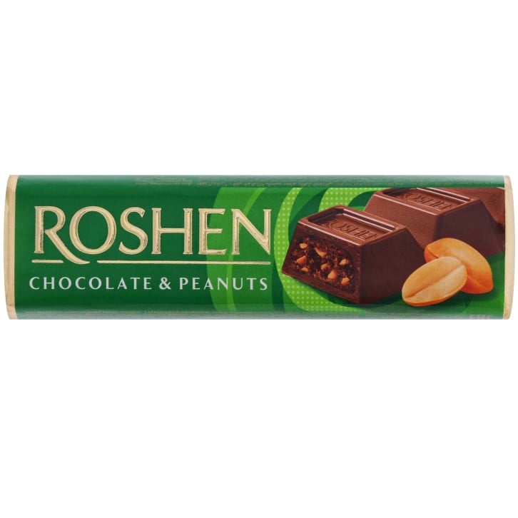 Батончик шоколадный Roshen Chocolate & Peanuts с арахисовой начинкой 38 г - фото 1