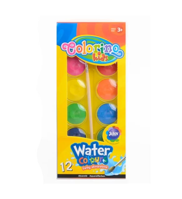 Фарби акварельні Colorino, маленькі таблетки, з пензликом, 12 кольорів (41508PTR жовтий) - фото 2