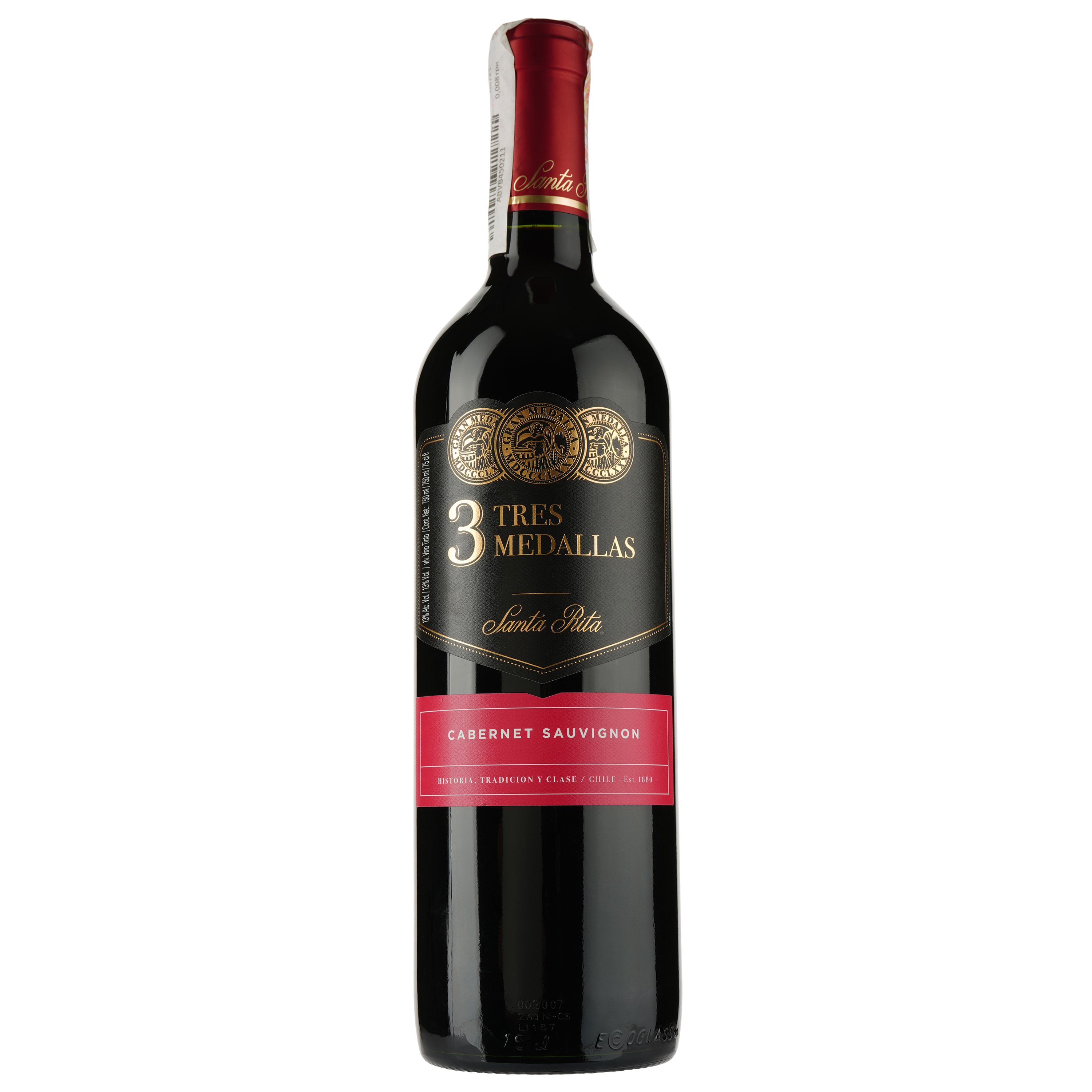 Вино Santa Rita Tres Medallas Cabernet Sauvignon, красное, сухое, 13%, 0,75 л - фото 1