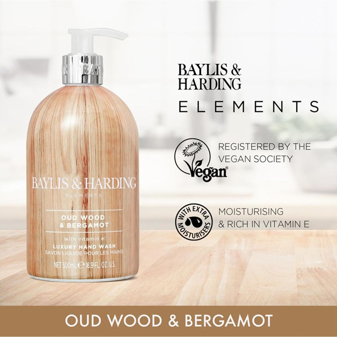 Рідке мило для рук Baylis & Harding Elements Oud Wood & Bergamot 500 мл - фото 2