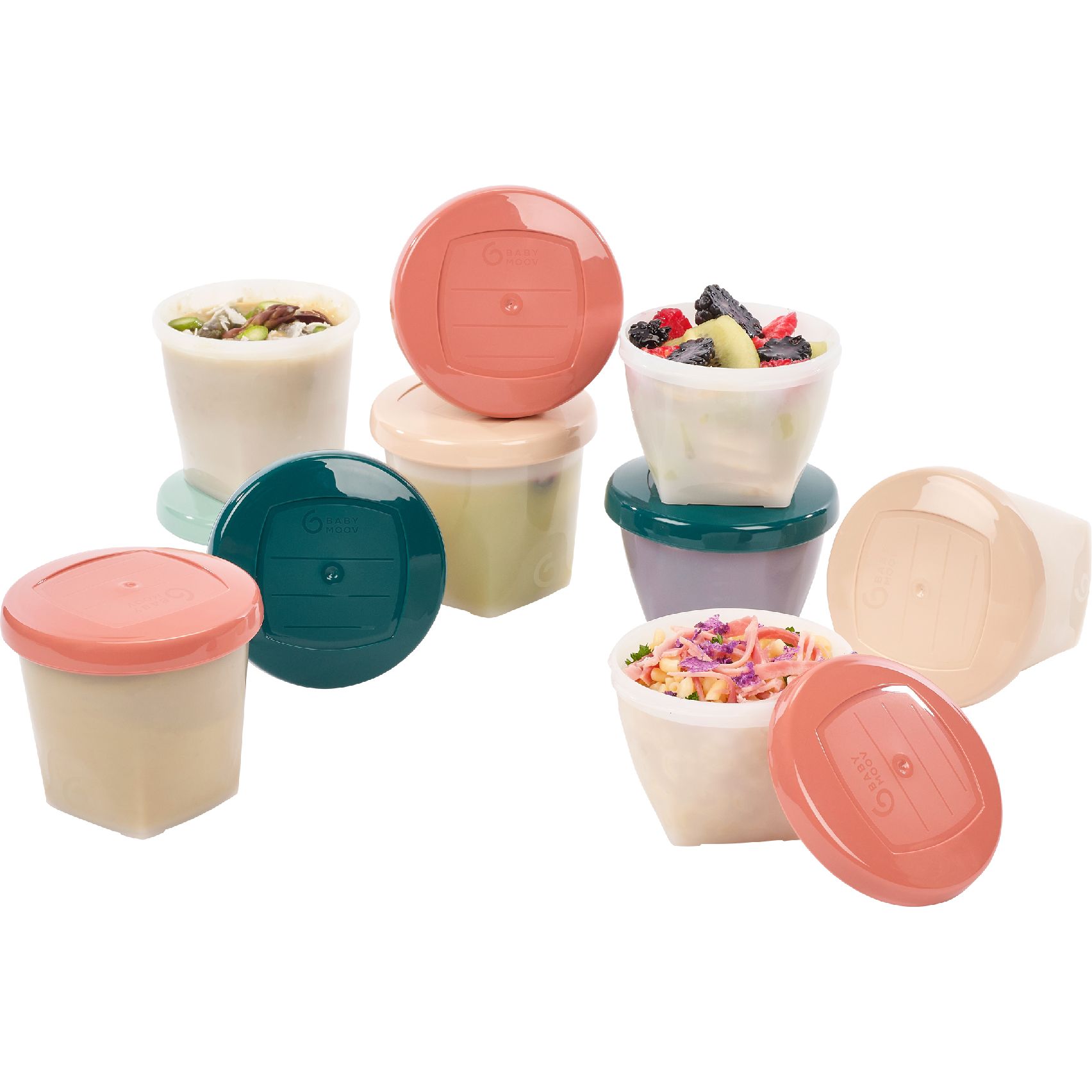 Набір контейнерів для їжі Babymoov Babybols Kit 8 шт. по 250 мл + 8 шт. 180 мл, разноцветные (A004316) - фото 1