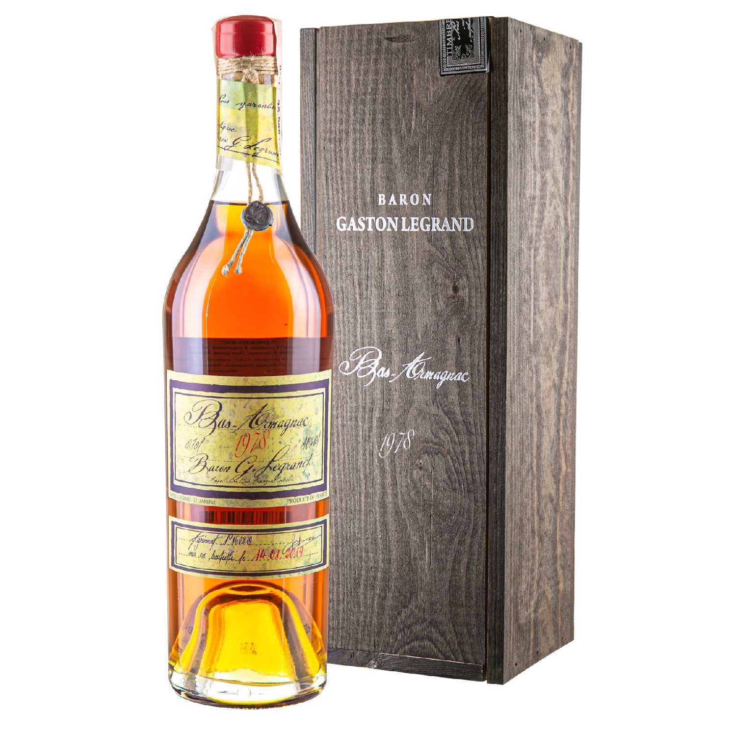 Арманьяк Baron Gaston Legrand Bas Armagnac 1978, в деревянной коробке, 40%, 0,7 л - фото 1