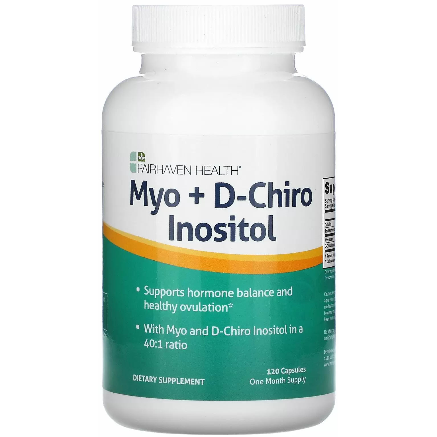 Мио-инозитол и D-хиро инозитол Fairhaven Health Myo + D-Chiro Inositol 120 капсул - фото 1