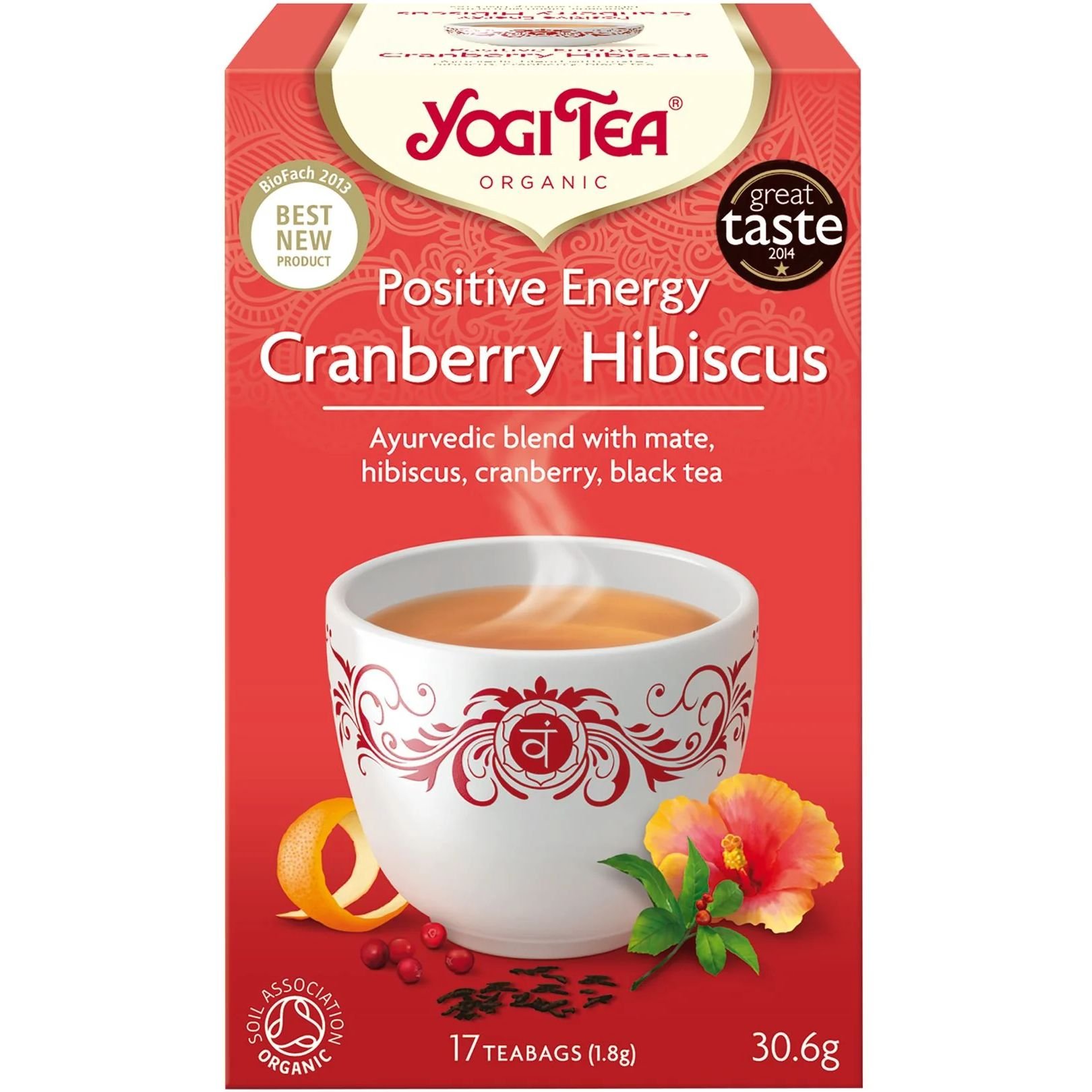 Чай травяной Yogi Tea Cranberry Hibiscus Positive Energy органический 30.6 г (17 шт. х 1.8 г) - фото 1