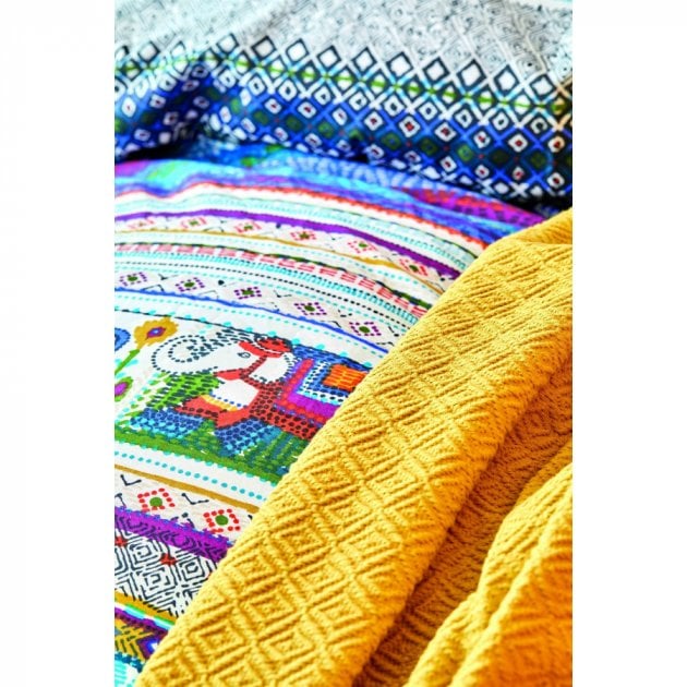 Набор постельное белье с покрывалом пике Karaca Home Perez hardal pike jacquard, полуторный, желтый, 4 предметов (svt-2000022284844) - фото 2