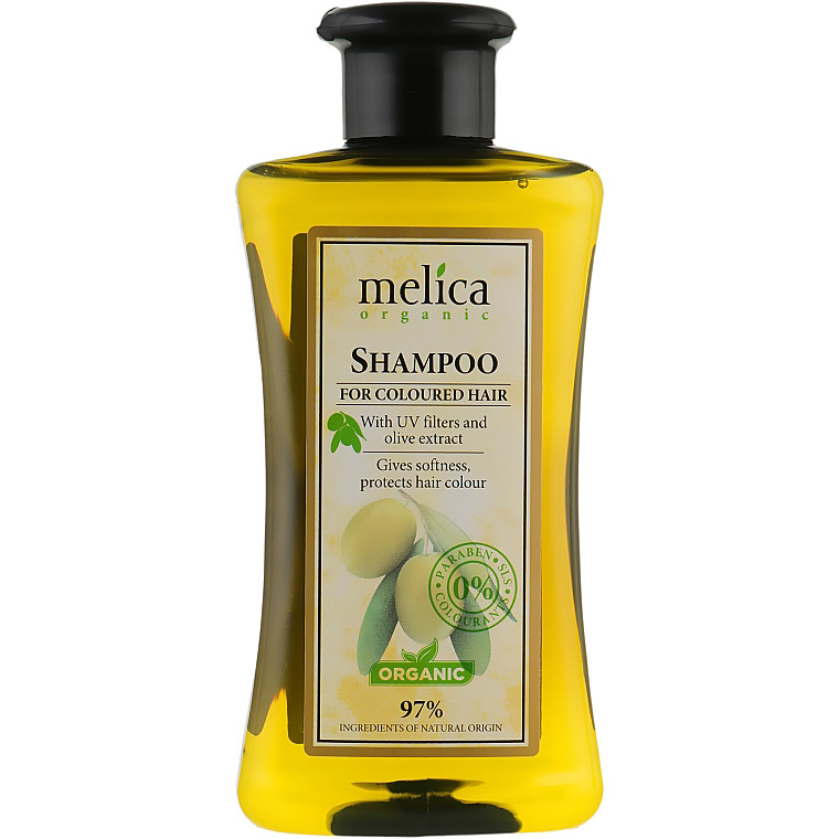 Шампунь для окрашенных волос Melica Organic с УФ-фильтрами и вытяжкой оливок 300 мл - фото 1