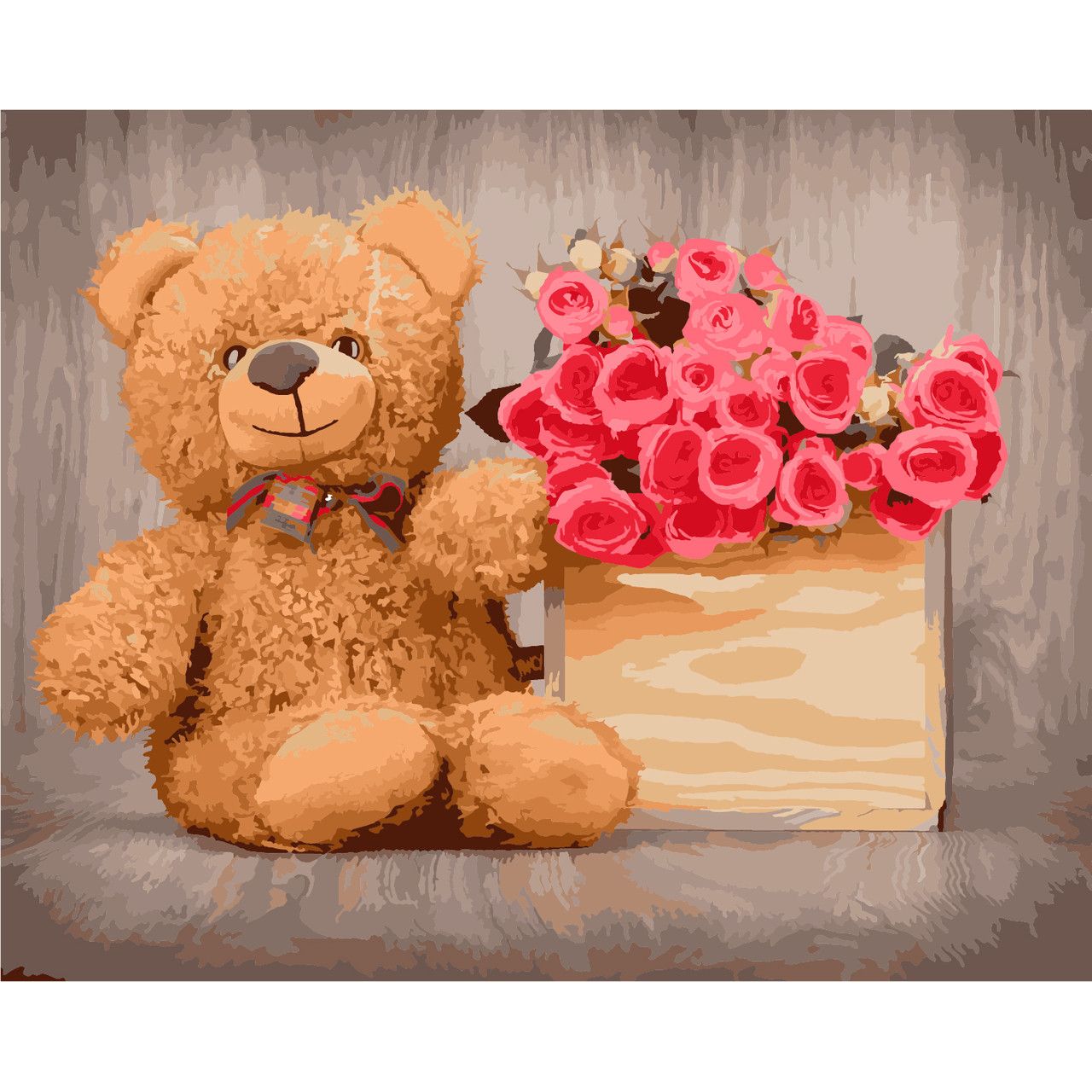 Картина по номерам Ведмедик з квітами ArtStory 40х50 см різнокольорова 000169097 - фото 1