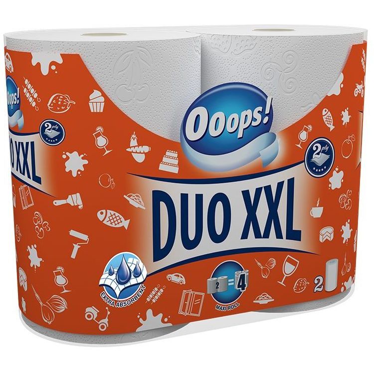 Полотенца Ooops! Duo XXL двухслойные 110 отрывов 2 рулона - фото 1