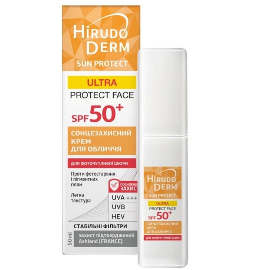Солнцезащитный крем для лица Біокон Hirudo Derm Sun Protect Ultra Protect Face SPF 50 + 50 мл - фото 1