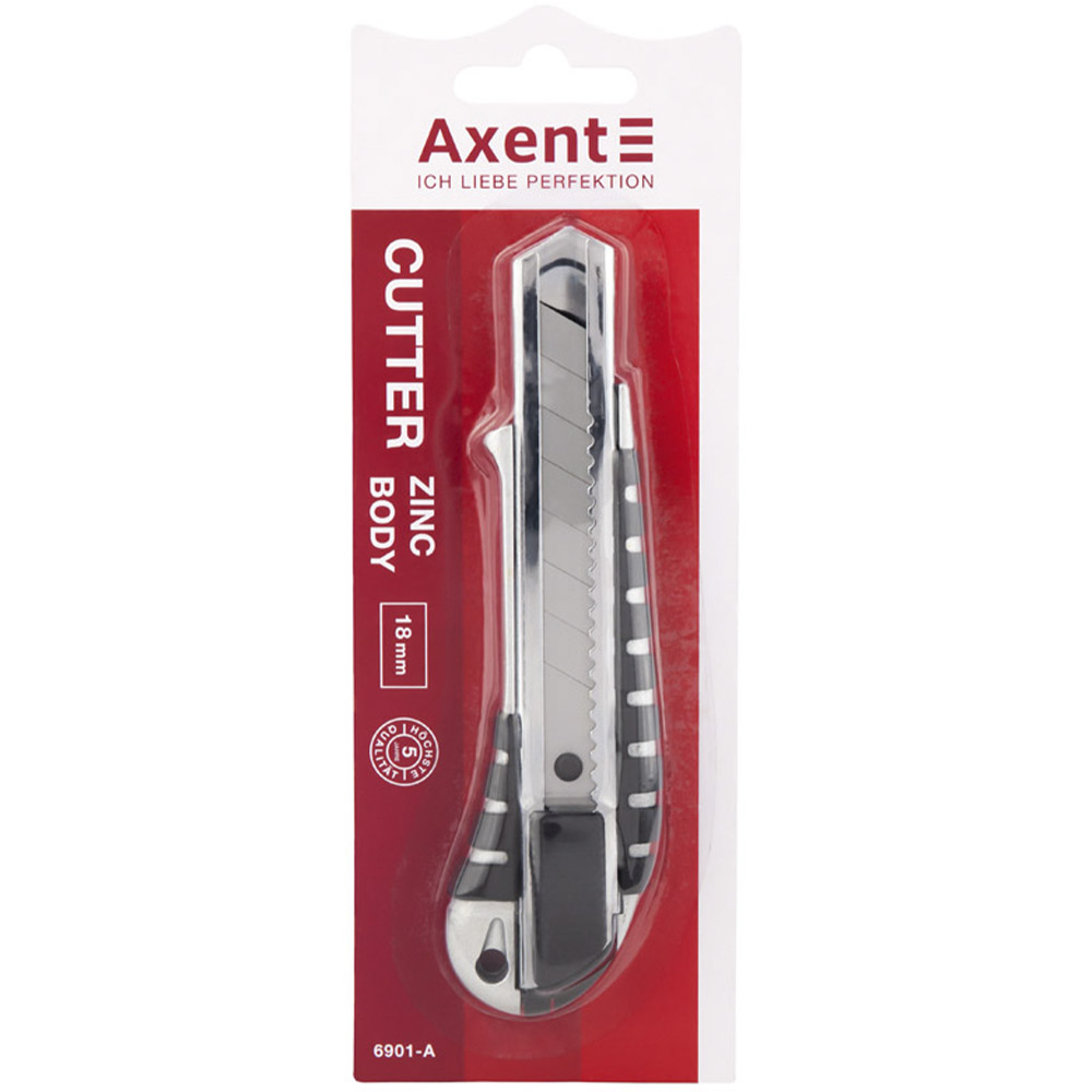 Нож канцелярский металлический Axent с автофиксатором (6901-A) - фото 1