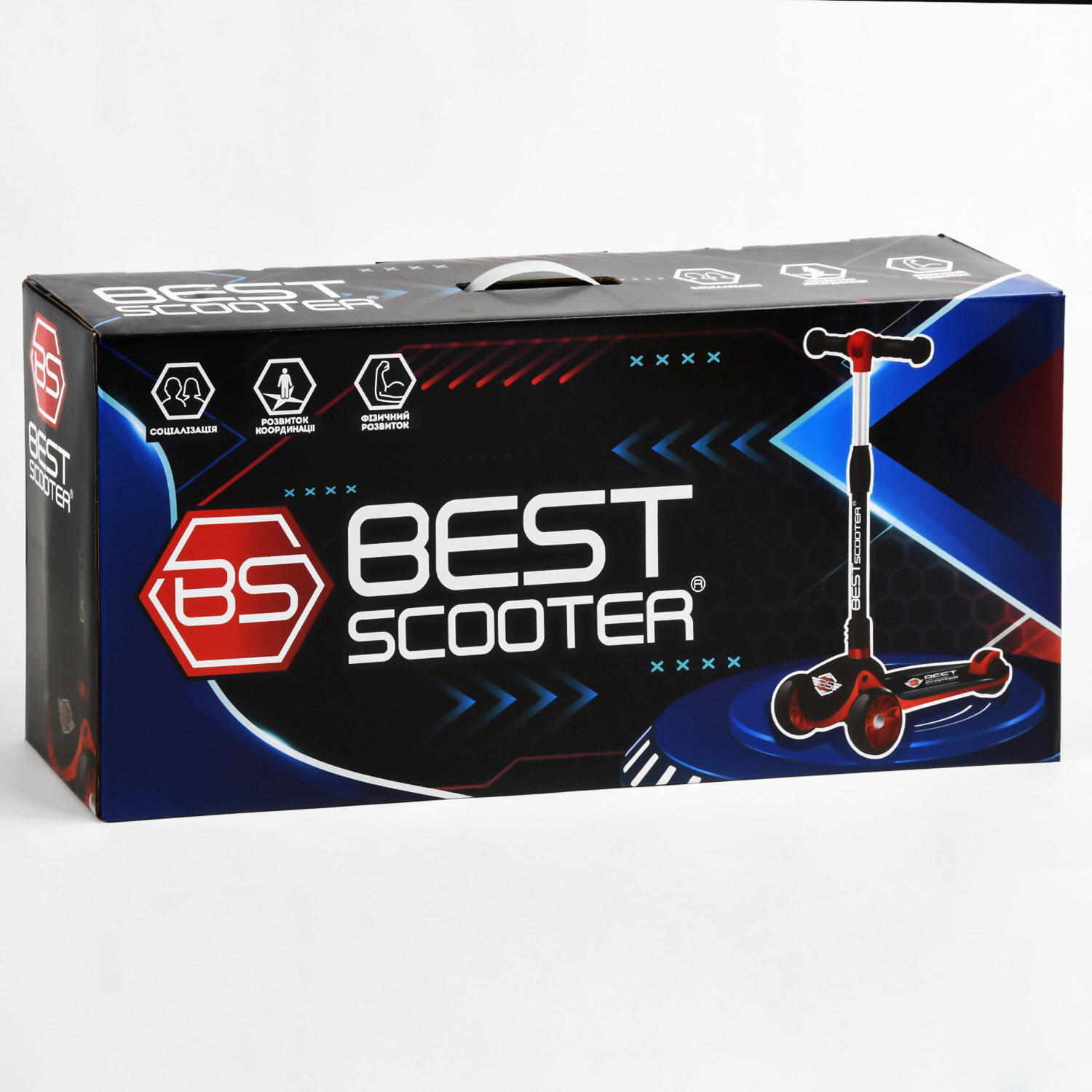 Самокат Best Scooter 24х58х67-77 см Чорно-червоний 000231612 - фото 6