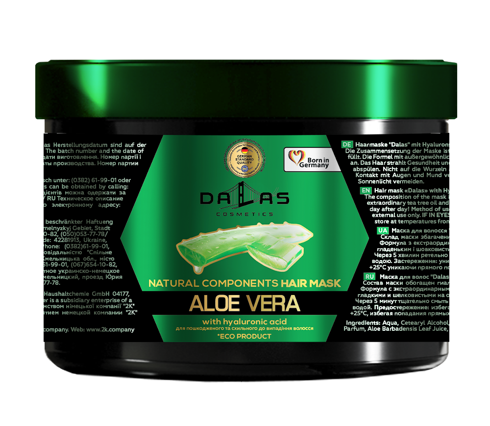 Маска для волос Dalas с гиалуроновой кислотой, натуральным соком алоэ и маслом чайного дерева, 500 мл (723598) - фото 1