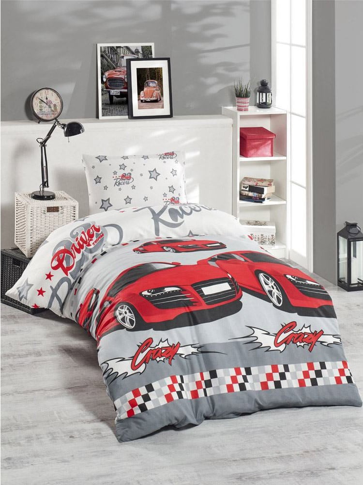 Комплект постельного белья Eponj Home Crazy Kırmızı, ранфорс. полуторный, разноцветный, 3 предмета (svt-2000022306782) - фото 1