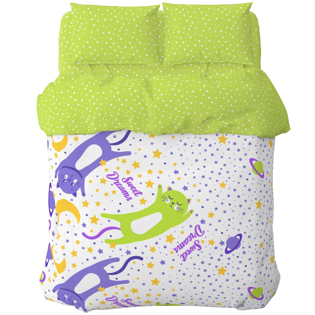 Комплект постельного белья Home Line Котики, бязь, 215х143 см, разноцветный (62242) - фото 1