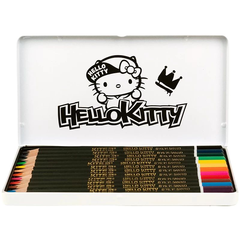Карандаши цветные Kite Hello Kitty трехгранные металлический пенал 12 шт. (HK21-058) - фото 2